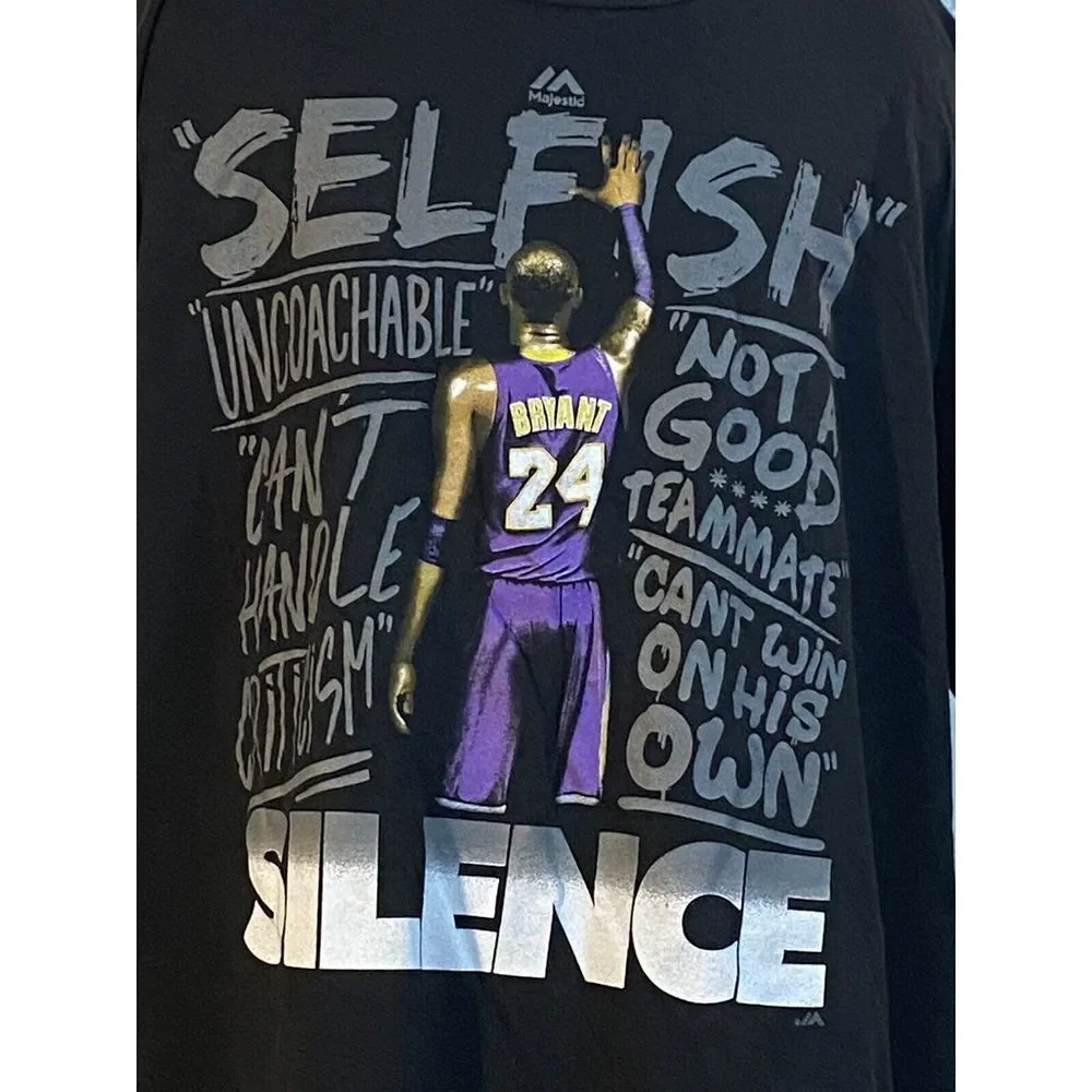 Kobe Bryant Silence Majestic 2XL Black‎ Graphic Short Sleeve T-shirt Mens
